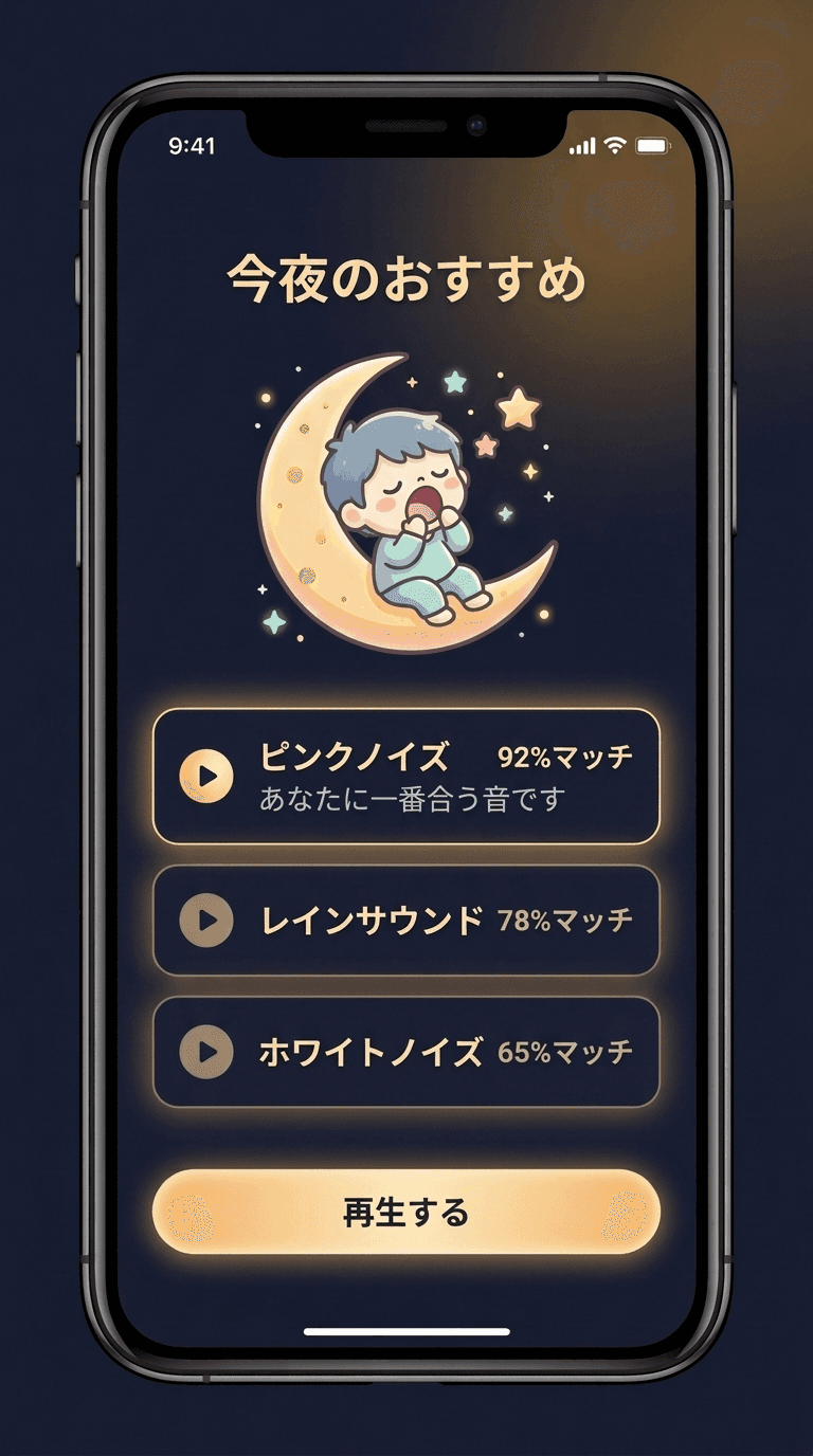 Sleeme の Today 画面。今夜のおすすめサウンド。